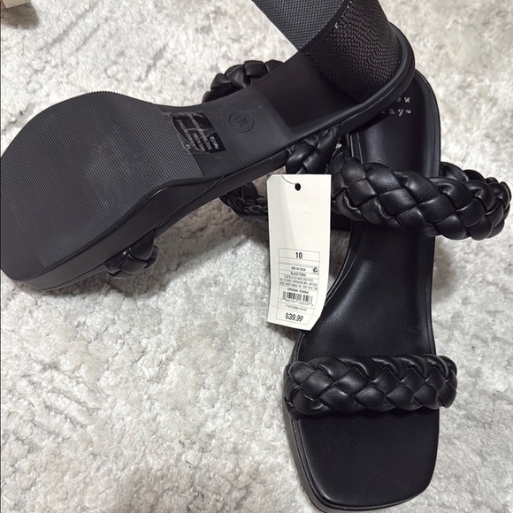 A New Day Black Braided Flat Sandals - Picture 1 of 3